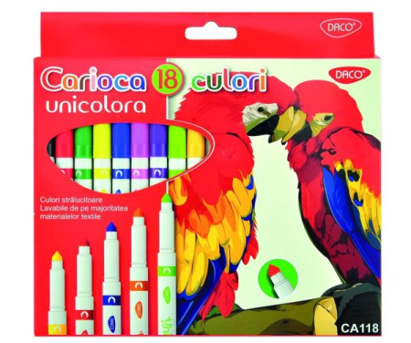 Markere si Carioci - Carioca 18 culori vârf conic Unicoloră DACO