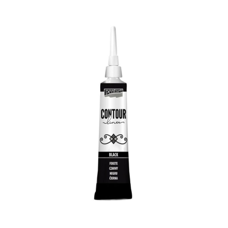Culori ceramica, sticla, vitraliu - Contur universal Pentart 20 ml – Negru
