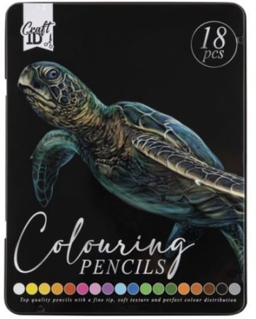 Desen - Creioane colorate în cutie metalică Craft ID - 18 buc