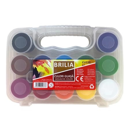 Seturi culori tempera, guasa - Culori guașă 12 culori 20 ml Brilia DACO
