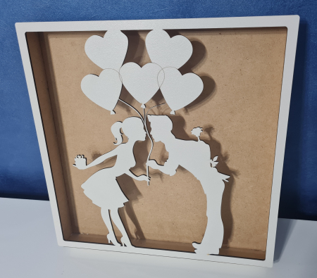 Produse MDF - Cutie Licheni Cuplu cu baloane