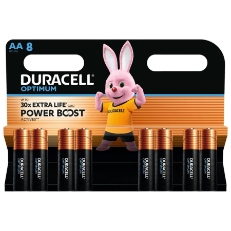 Baterii - DURACELL Optimum AA, baterii, 8 buc