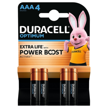 Baterii - DURACELL Optimum AAA, baterii, 4 buc