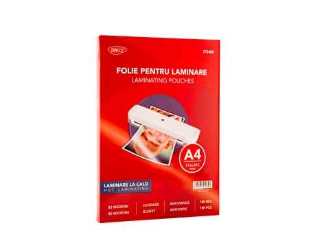 Laminatoare si accesorii - Folie laminare A4 80 microni 100/top DACO FO480