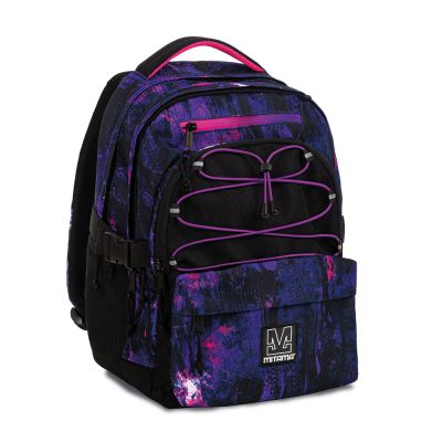 Ghiozdane - Ghiozdan Mitama, 3 compartimente, design mov cu negru, 43 x 32 x 22 cm