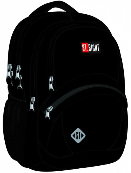 Ghiozdane - Ghiozdan Scolar, St.Majewski, 4 Compartimente, St.Right Black BP05 42x30x19cm