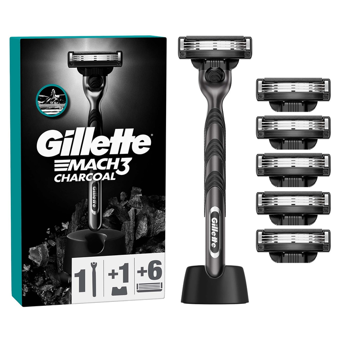 Ingrijire Personala - GILLETTE Mach 3 Charcoal, aparat de ras, cu 6 rezerve, 1 buc