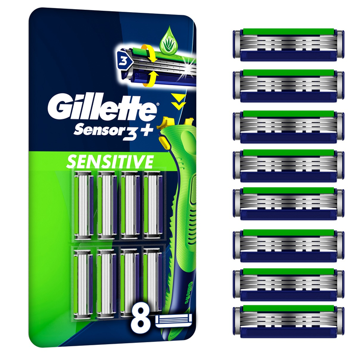 Ingrijire Personala - GILLETTE Sensor 3 Plus Sensitive, rezerva aparat de ras, 8 buc