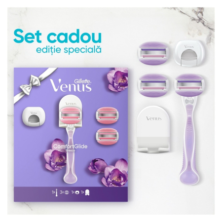 Ingrijire Personala - Set cadou GILLETTE Venus Comfort Glide Breeze, maner + 3 rezerve + suport pentru dus