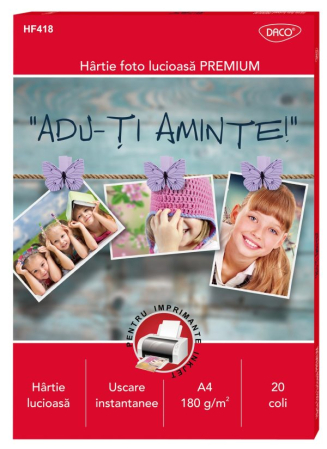 Rechizite si Papetarie - Hârtie foto A4 180 g/mp 20 coli DACO