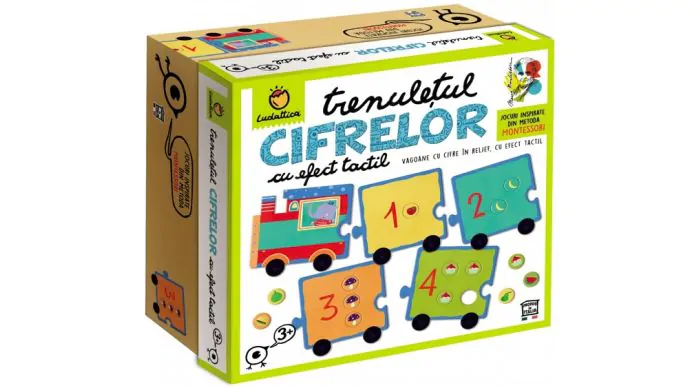 Puzzle - Joc MONTESSORI - Trenuletul Cifrelor Cu Efect Tactil, +3 ani