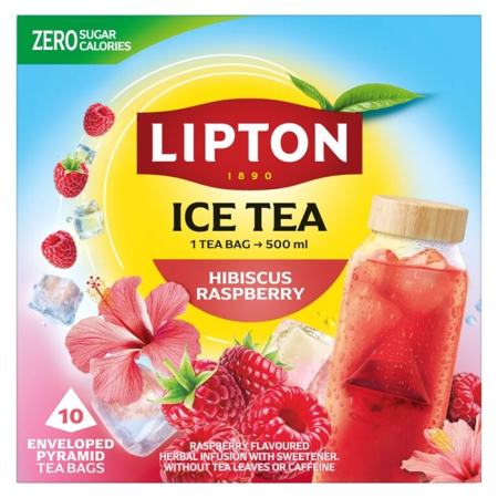Ceai - LIPTON Ice Tea, ceai, hibiscus si zmeura, 10pliculete