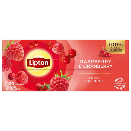 Ceai - LIPTON Zmeura si Merisoare, ceai, fructe, 20 pliculete