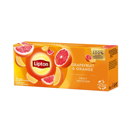 Ceai - LIPTON Grepfruit si Portocala, ceai, fructe, 20 pliculete