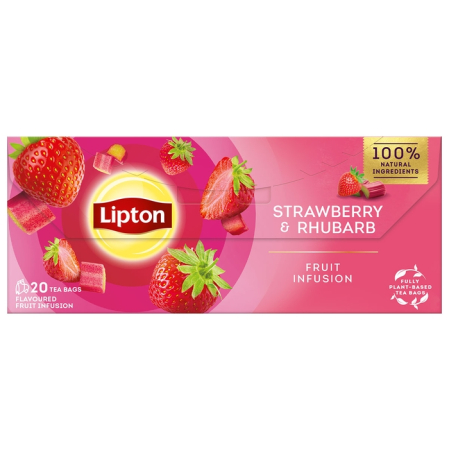 Ceai - LIPTON Capsuni si Rubarba, ceai, fructe, 20 pliculete