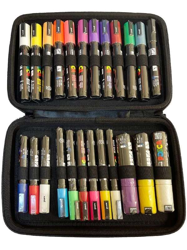 Mapa PVC dur UNIBALL, echipata cu 24 markere, 26x18x6 cm, Posca [2]