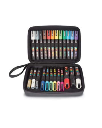 Mapa PVC UNIBALL, echipata cu 24 de markere, 26x18x5. 5cm (bx1), Posca (M1213) [1]