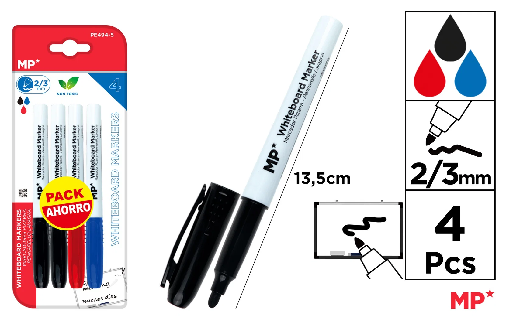 Markere si Carioci - MARKER TABĂ ALBĂ IPB 2/3MM 4/SET PE494-5