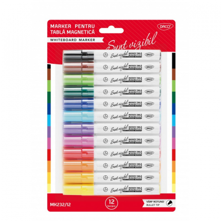 Markere si Carioci - Marker tablă magnetică set 12 DACO MK232/12