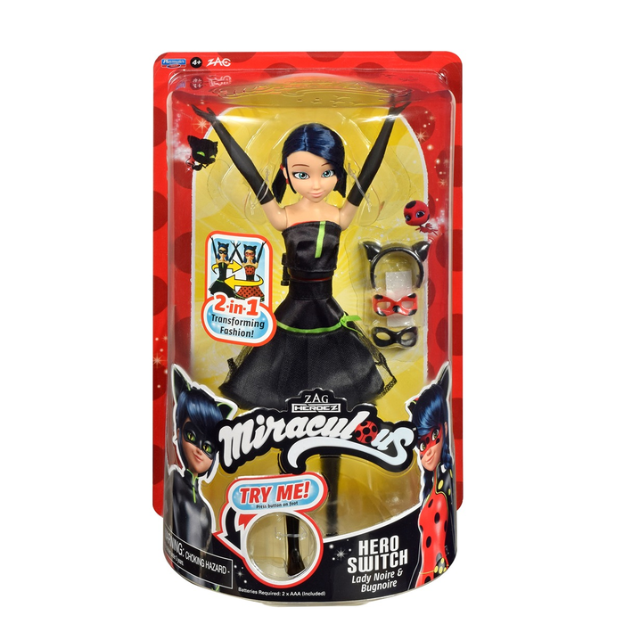 Jucarii interactive - MIRACULOUS Papusa Marinette 2 in 1 cu transformare si haine de schimb, papusa