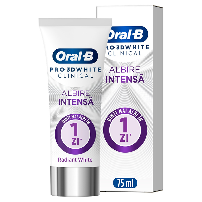 Ingrijire Personala - ORAL-B 3DWhite Clinical Radiant White, pasta de dinti, albire intensa, 75 ml