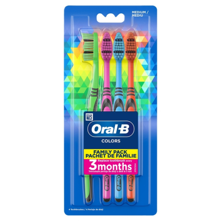 ORAL-B Colors, periuta de dinti, medium, family pack, 4 buc
