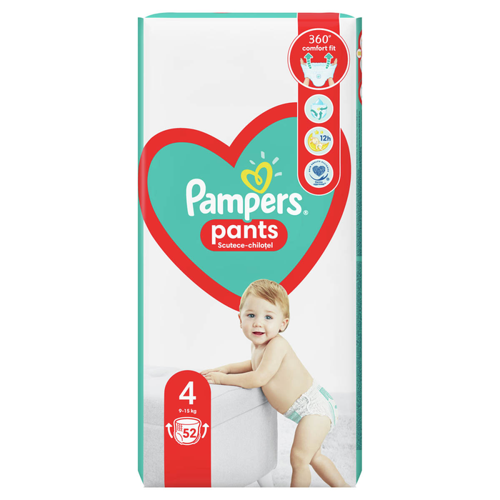 Produse Casa - PAMPERS Active Baby Pants, scutece chilotel, 9-15 kg, marime 4, Jumbo Pack, 52 buc