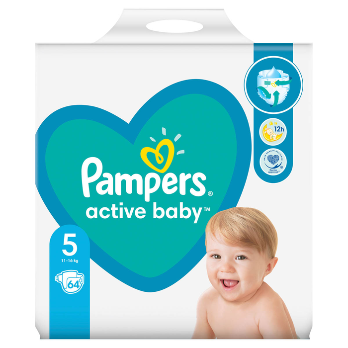 Produse Casa - PAMPERS Active Baby, scutece, 11-16 kg, marime 5, Giant Pack, 64 buc