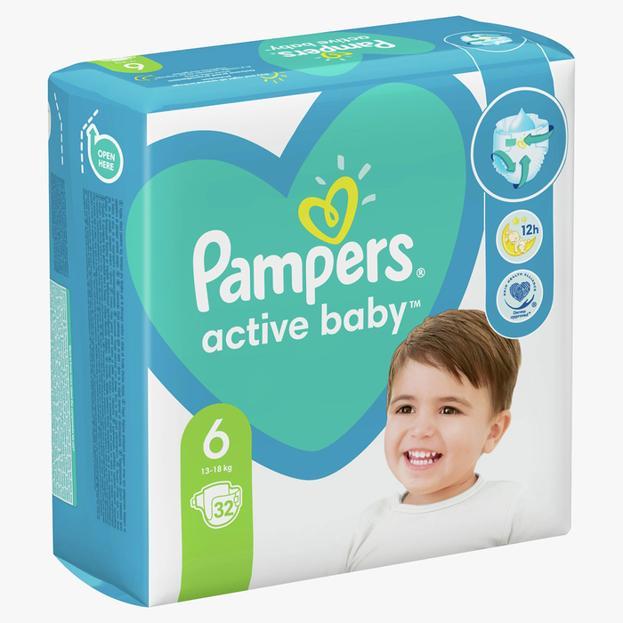 Produse Casa - PAMPERS Active Baby, scutece, 13-18 kg, marime 6, Value Pack Minus, 32 buc