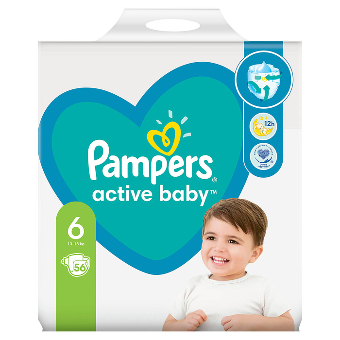 Produse Casa - PAMPERS Active Baby, scutece, 13-18 kg, marime 6, Giant Pack, 56 buc