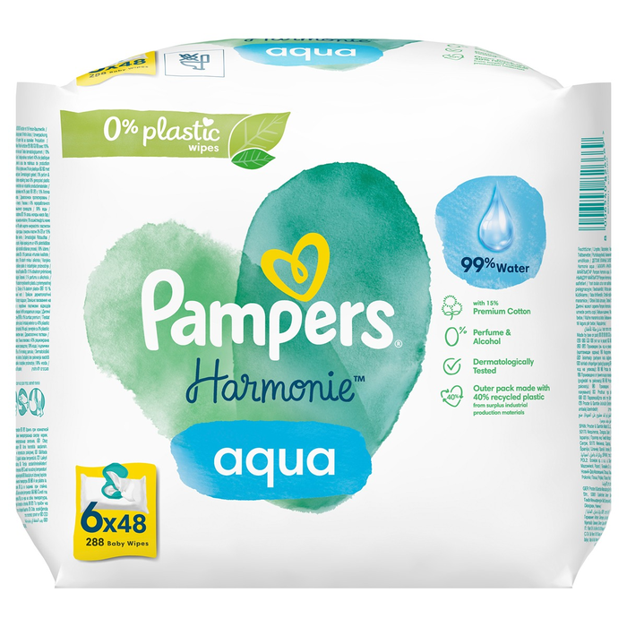 Produse Casa - PAMPERS Aqua, servetele umede, pentru copii, 6 pachete x 48 buc/pachet, 288 buc