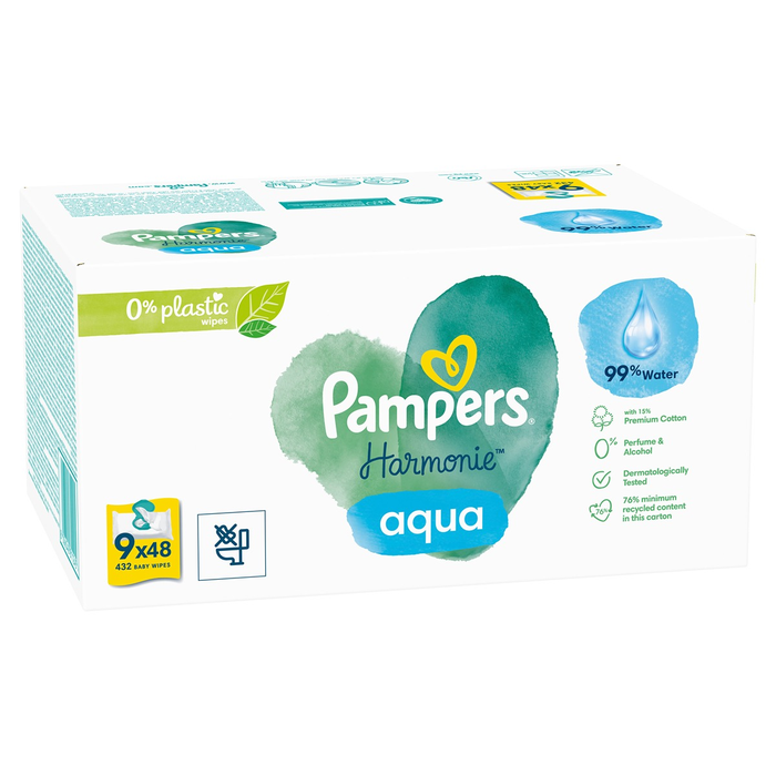 Produse Casa - PAMPERS Aqua, servetele umede, pentru copii, 9 pachete x 48 buc/pachet, 432 buc