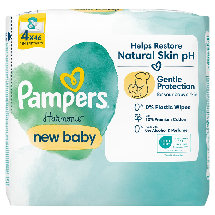 Produse Casa - PAMPERS Harmonie Aloe, servetele umede, pentru copii, 4 pachete x 46 buc/pachet, 184 buc
