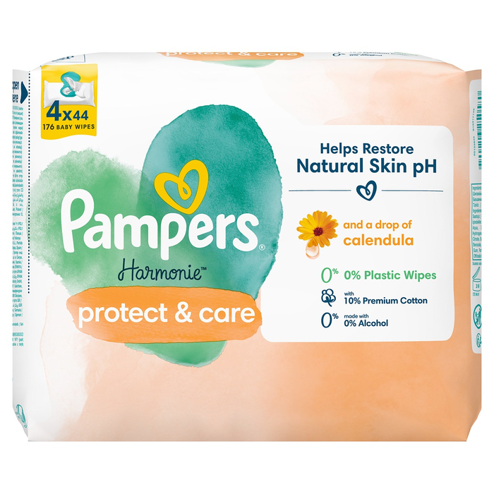 Produse Casa - PAMPERS Harmonie Calendula, servetele umede, pentru copii, 4 pachete x 44 buc/pachet, 176 buc
