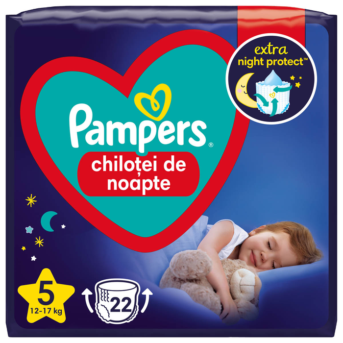 PAMPERS Pants Night, scutece chilotel, 12-17 kg, marime 5, Value Pack, 22 buc