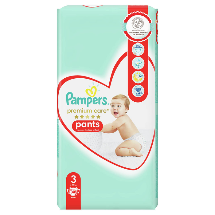 Produse Casa - PAMPERS Premium Care Pants, scutece chilotel, 6-11 kg, marime 3, Value Pack, 48 buc