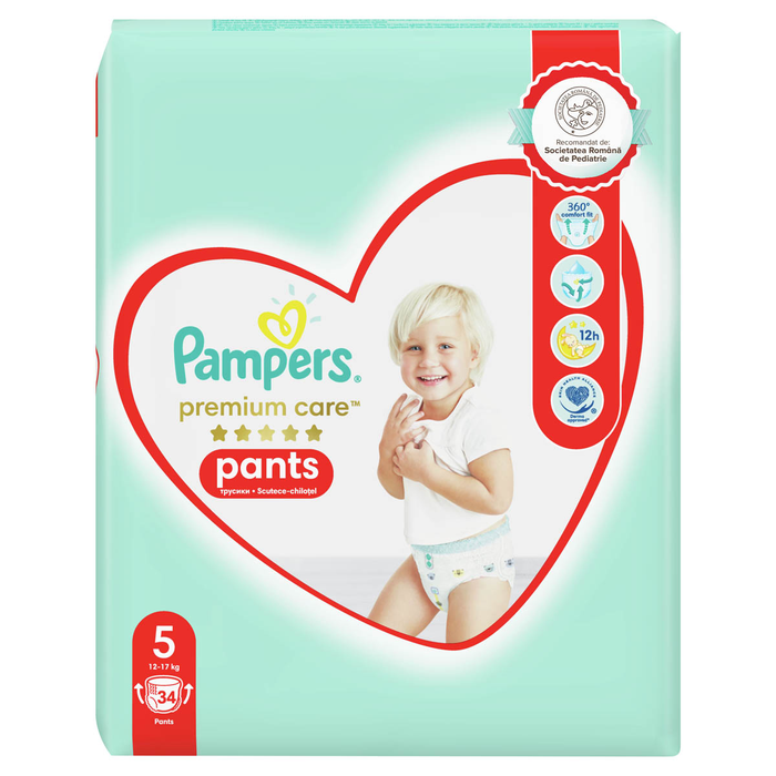 Produse Casa - PAMPERS Premium Care Pants, scutece chilotel, 12-17 kg, marime 5, Value Pack, 34 buc