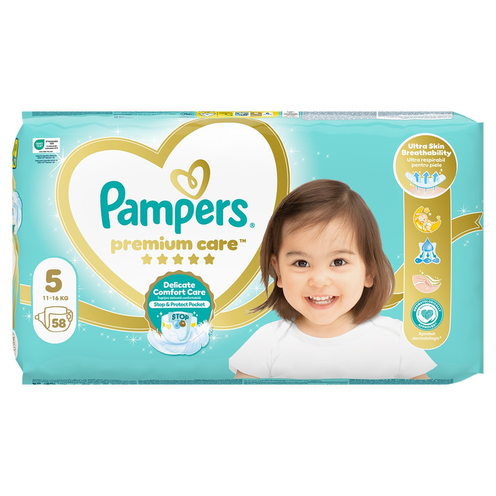 Produse nou-nascut - PAMPERS Premium Care, scutece, 11-16 kg, marime 5, Jumbo Pack, 58 buc