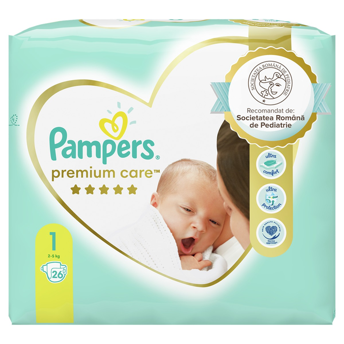 Produse nou-nascut - PAMPERS Premium Care, scutece, 2-5 kg, marime 1, Small Pack, 26 buc