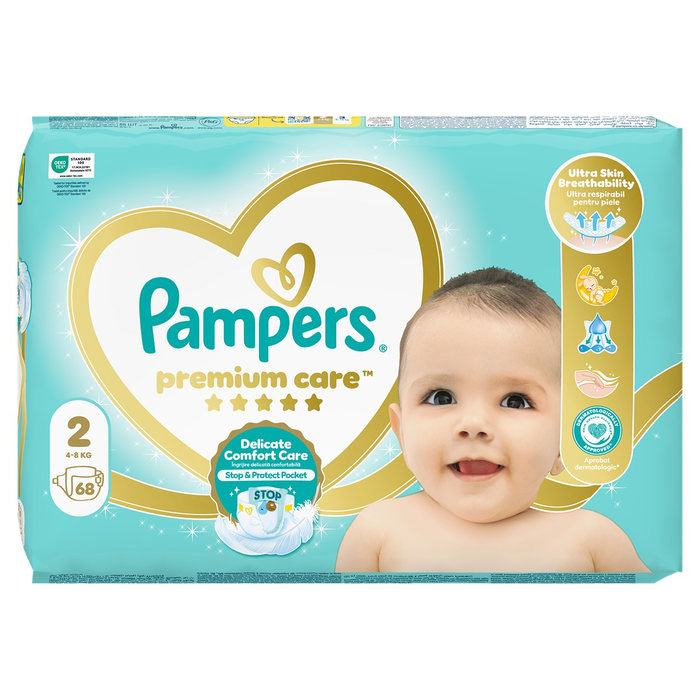 Produse nou-nascut - PAMPERS Premium Care, scutece, 4-8 kg, marime 2, Value Pack, 68 buc