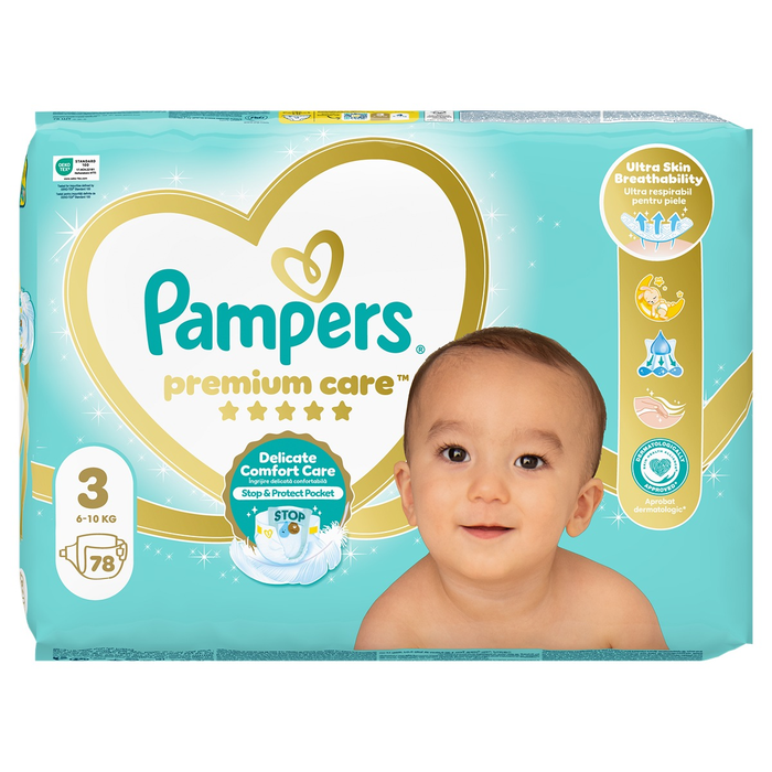 Produse Casa - PAMPERS Premium Care, scutece, 6-10 kg, marime 3, Jumbo Pack, 78 buc
