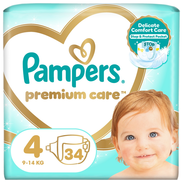 Produse nou-nascut - PAMPERS Premium Care, scutece, 9-14 kg, marime 4, Value Pack Minus, 34 buc