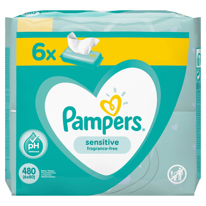 Produse nou-nascut - PAMPERS Sensitive, servetele umede, pentru copii, 6x80 buc