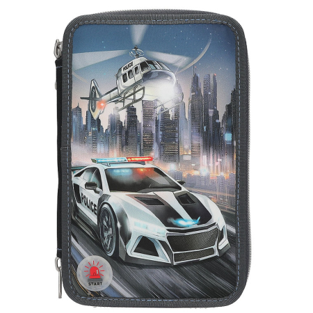 Penare - Penar Triplu Echipat cu LED Masina Politie Monster Cars