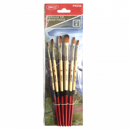 Pensule păr sintetic PN256 limbă pisică Set 6 DACO