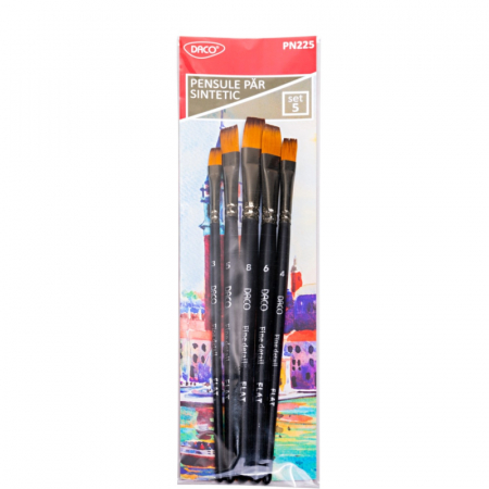 Pensule set 5 par sintetic drept PN225 DACO