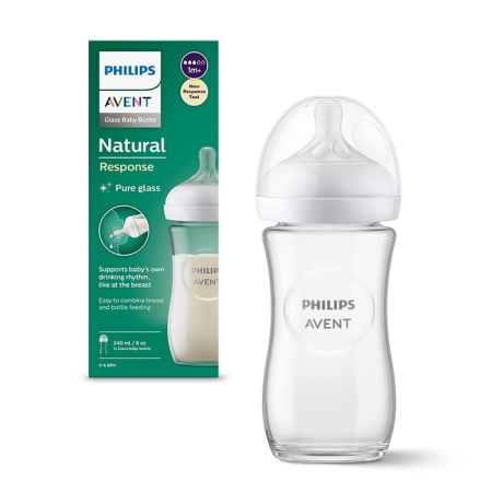 Produse nou-nascut - PHILIPS SCY933/01 Avent, biberon, natural response, sticla, 1 luna+, 240 ml