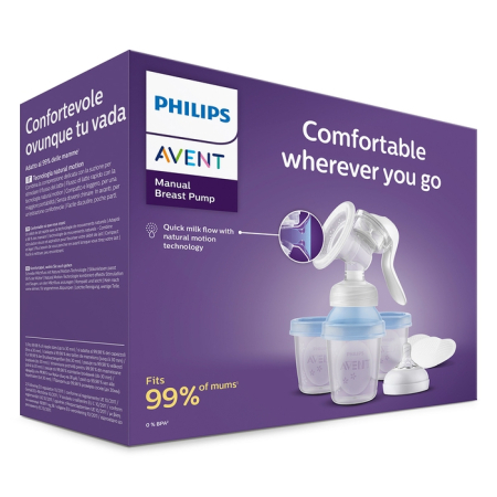 Produse nou-nascut - PHILIPS Avent, set pompa de san manuala si recipiente de stocare