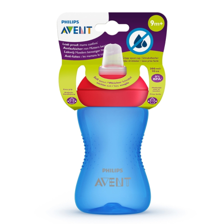 Produse nou-nascut - PHILIPS SCF802/01 Avent, cana, cu tetina moale rezistenta la muscaturi, 9 luni +, albastru, 300 ml
