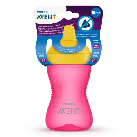 Produse nou-nascut - PHILIPS SCF804/04 Avent, cana, cu tetina de formare dura, 18 luni+, roz, 300 ml